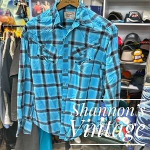 TRU-WEST ROCKMOUNT  VNTG Guitar Embroidered Sz XL Rockabilly Western Shirt A2